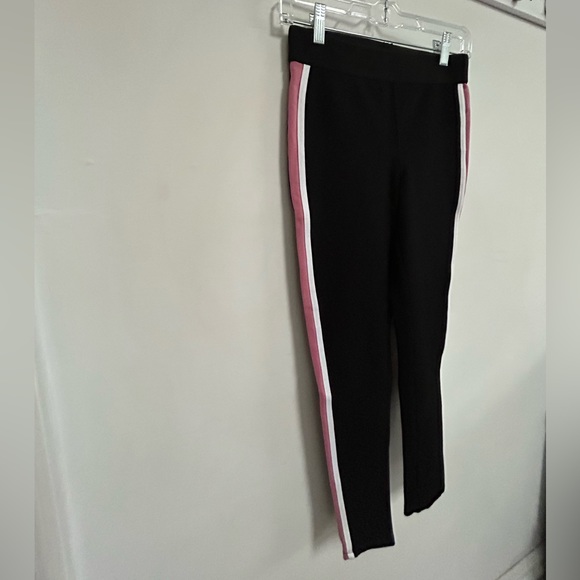 Zara Basic Women's Medium Pull On Legging Pink + White Stripe Athletic Pants - Picture 7 of 9